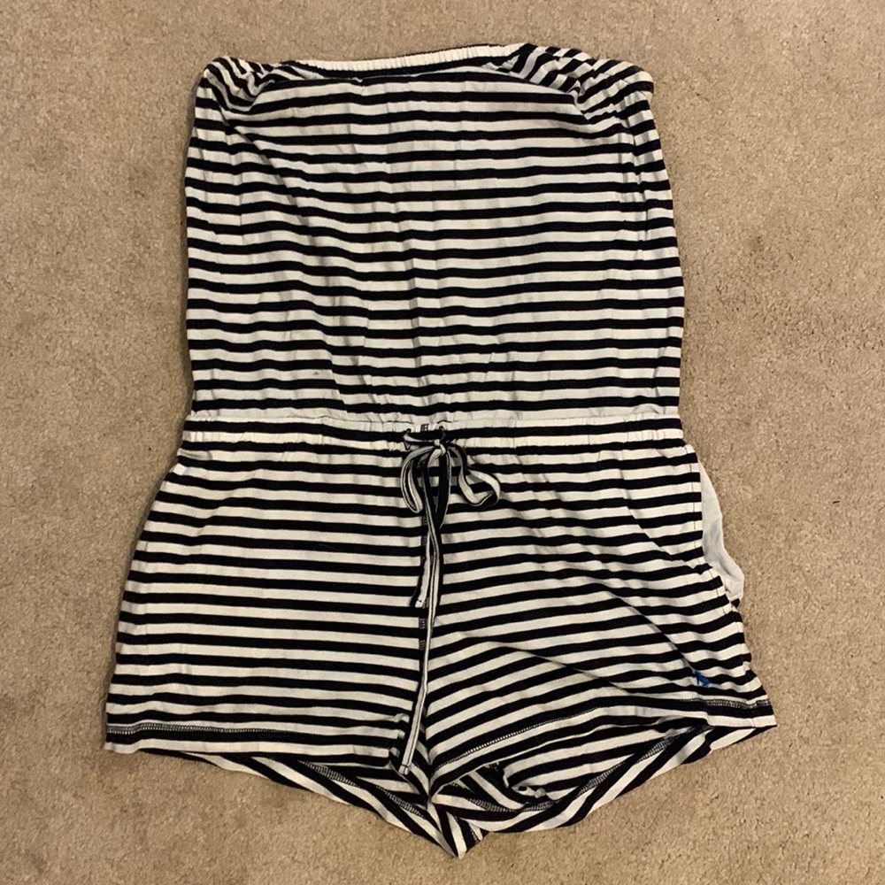 Jack Wills blue and white striped romper, size 4 (fits as a small)